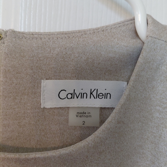 Calvin Klein Beige Dress with Gold Zipper - Picture 3 of 6